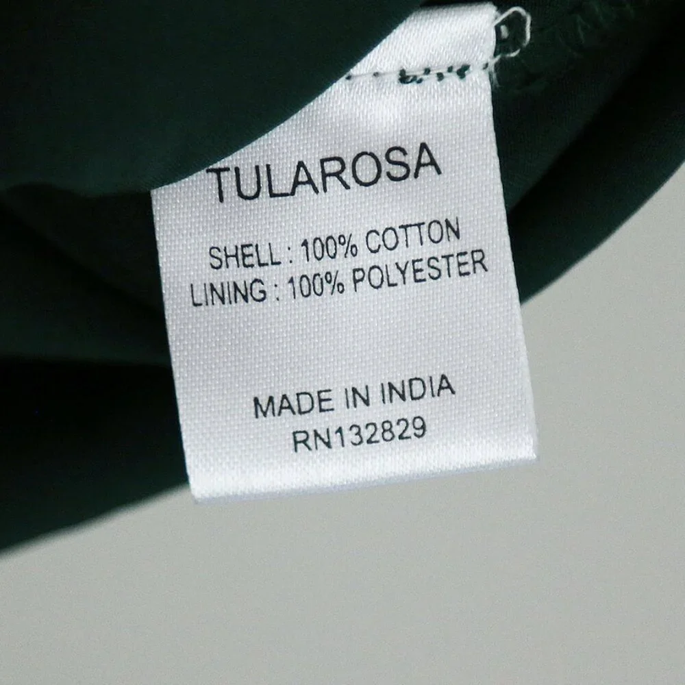 Tularosa Revolve Clayton Tunic Mini Dress L Hunter Green Pom Pom Trim Lace $210 - Picture 10 of 16